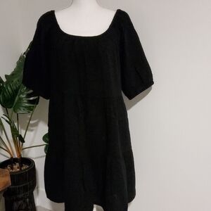 Old Navy Black Crinkle Gauze Dress
